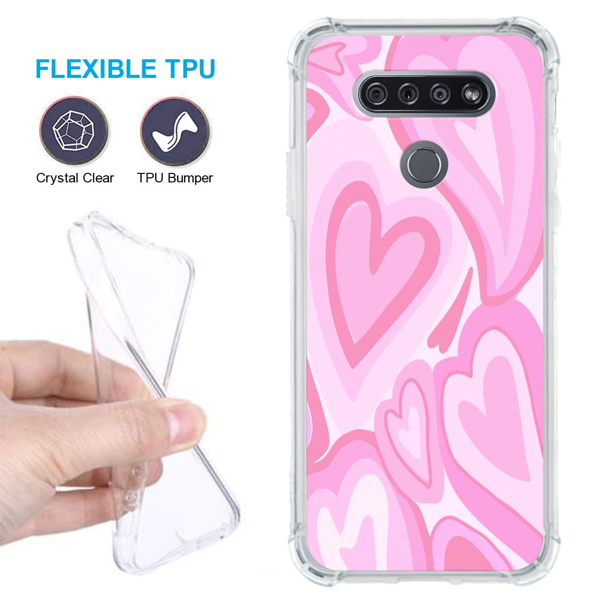 Amazon.com: zaztify Case for LG K51 Pink Cute Heart Love Pattern