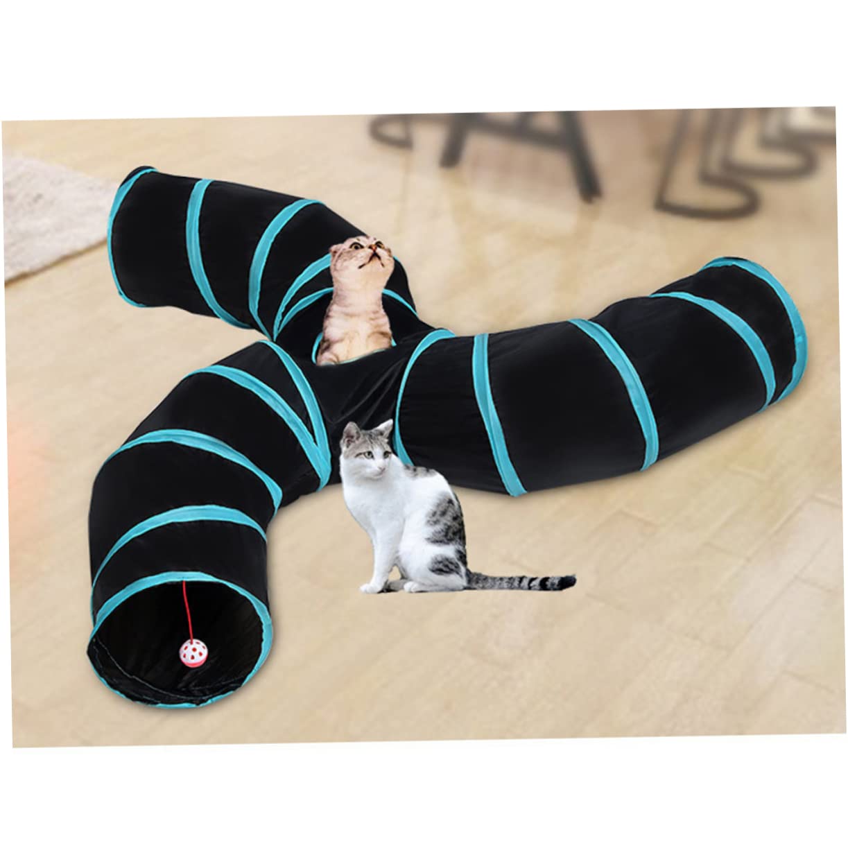 Tunnel pour Chat en Polyester, 3 Voies en S, Pliable et Portable, Jouet Interactif pour Chat, Jeu la Maison