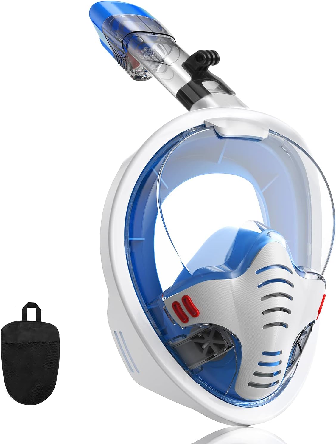 Omew Full Face Snorkel Mask, Upgraded 180° View Diving Snorkeling Mask Anti-fog, Anti-leak Easy Breathing Swimming Mask with Action Camera Mount for Adults & Teenagers