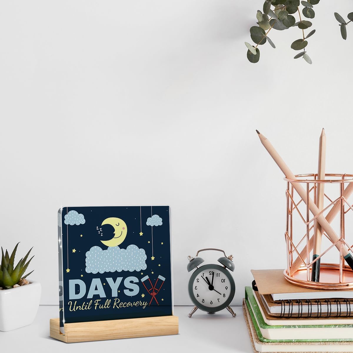 Funny Injury Recovery Countdown Desk Sign, 4x4 Inch Habit Tracker Decor image 4
