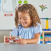 Vista 3 de hand2mind Mini juego de clase Rekenrek de madera de 20 cuentas, estante numérico para niños, ábaco para niños, cuentas de conteo, contadores