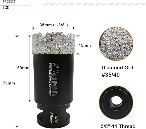 Vista 20 de SHDIATOOL Brocas de diamante de 5/8 pulgadas para azulejos de cerámica, cerámica, mármol, núcleo de ladrillo, sierra de agujero con eje de 5/8