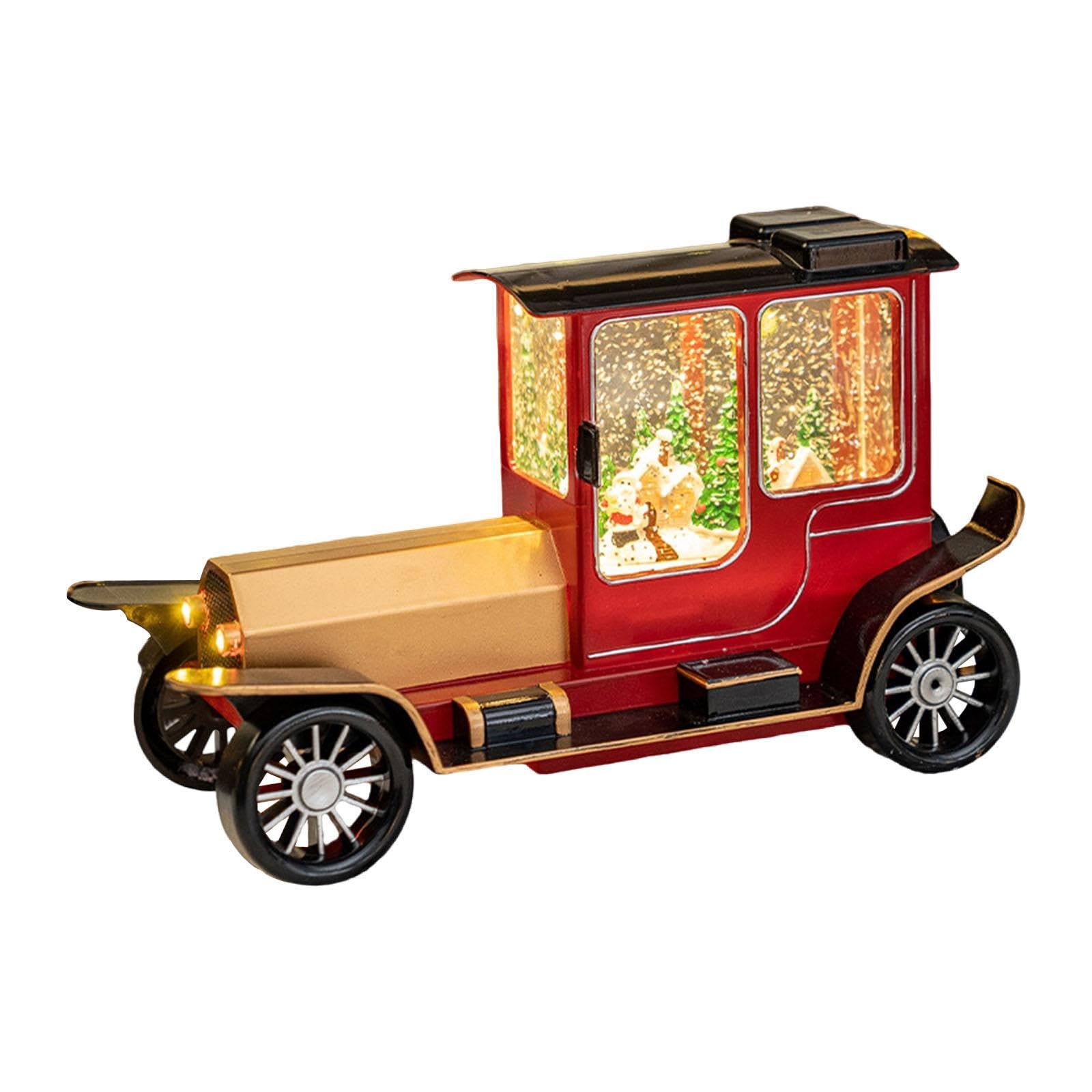 Boîte à musique de Noël camion avec boule à neige lumineuse et tourbillons