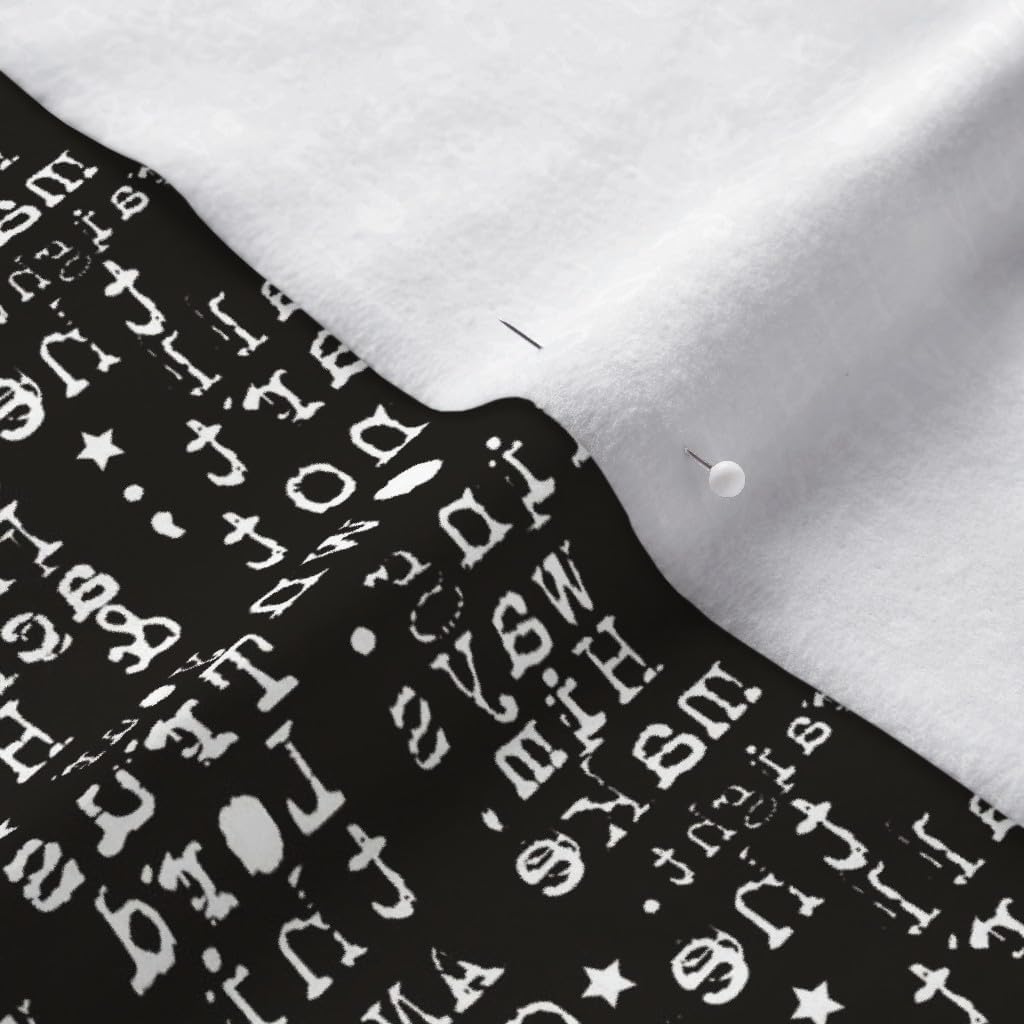 Spoonflower Fabric - Scripture White Text Black Background Bible Typewriter Printed on Polartec(R) Fleece Fabric by The Yard - Sewing Blankets Loungewear and No-Sew Projects