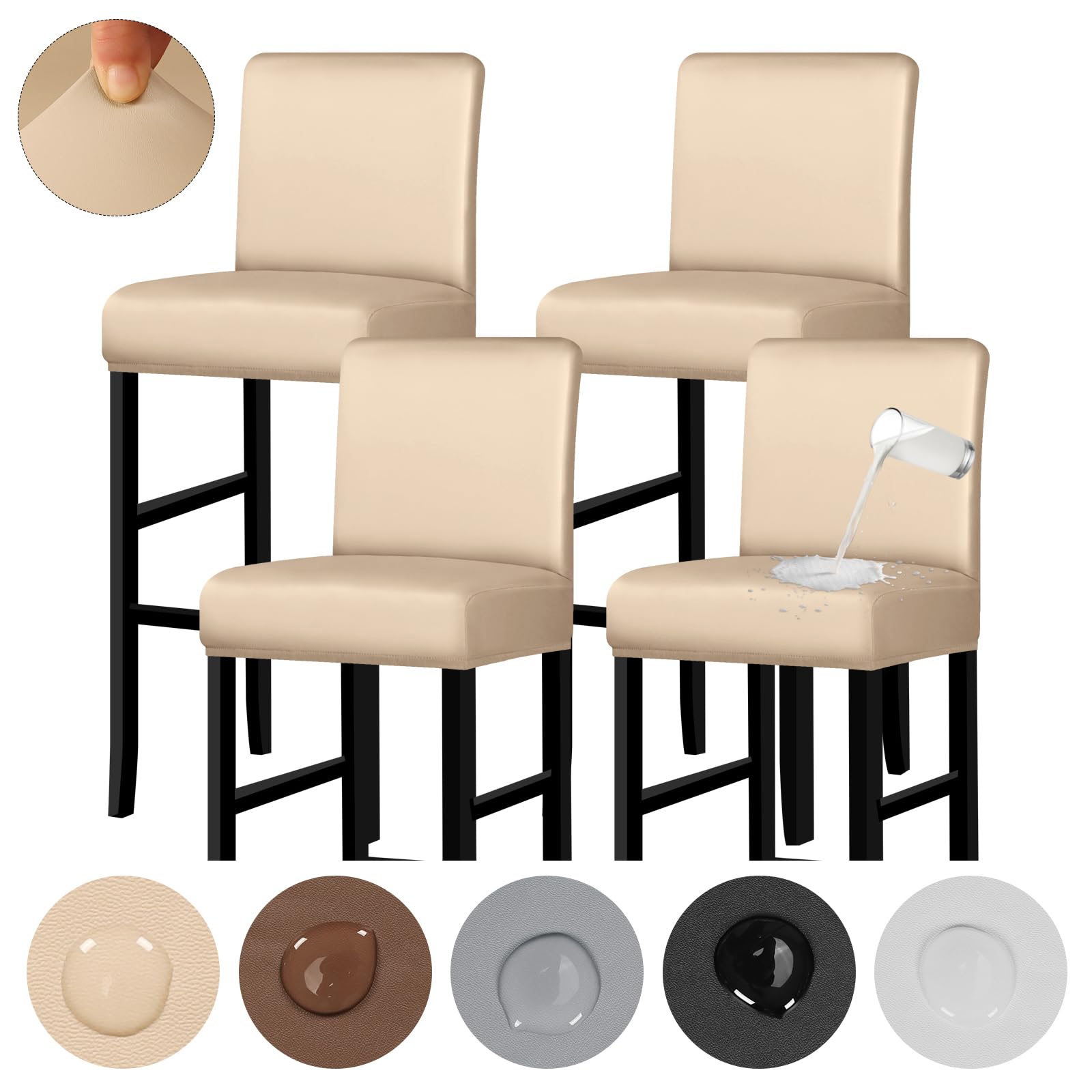 Amazon.com: Lebaley Waterproof Bar Stool Covers Set of 4 - Bar Stool Slipcover Pub Counter Stool ...