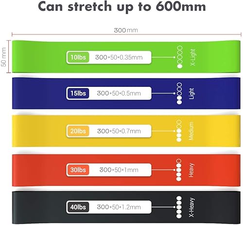 Miniatura 3 de TechStone Resistance Bands Set for Men and Women, Pack of 5 Different Levels Elastic Band for Home Gym Long Exercise Workout – Great Fitness