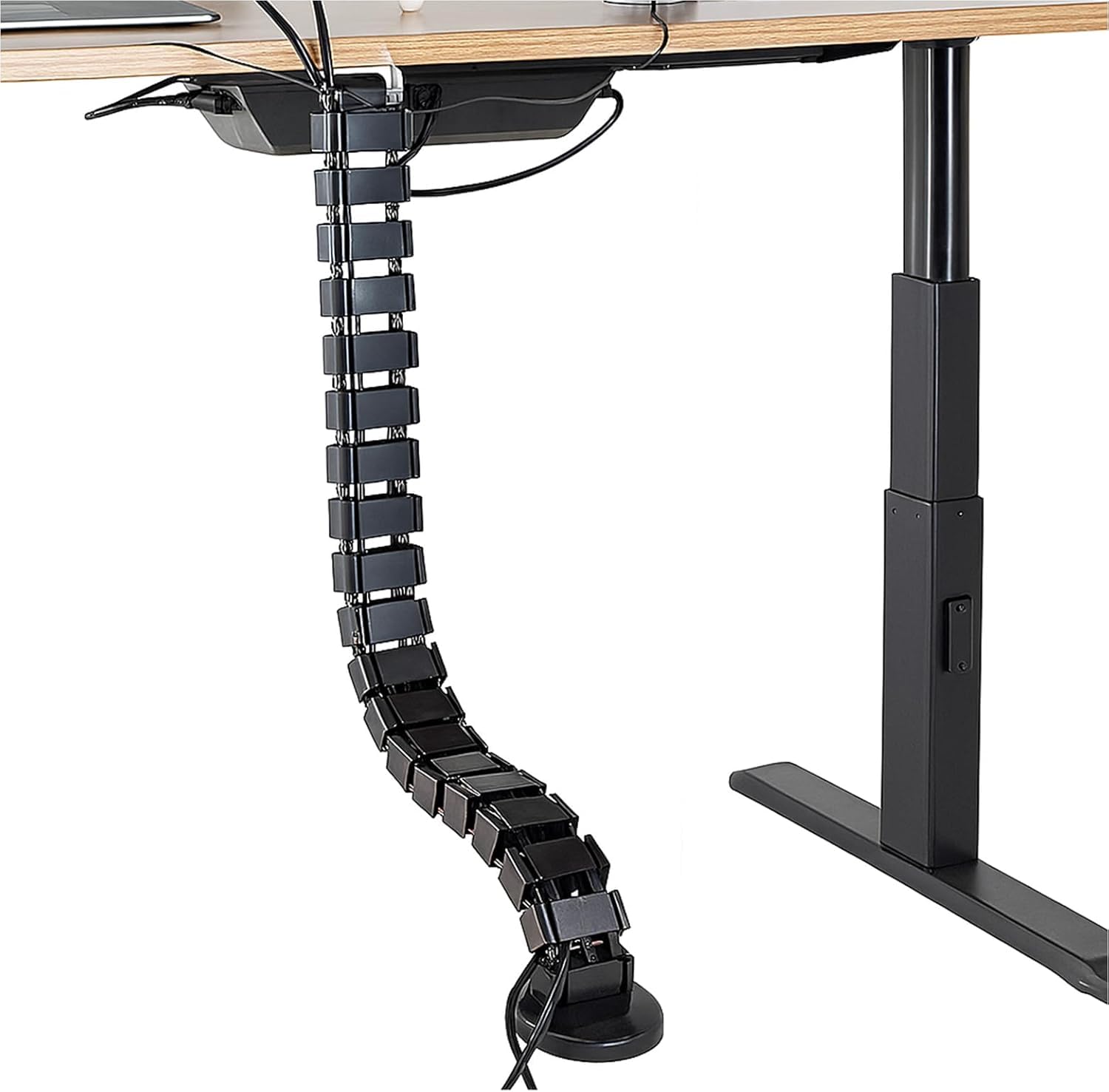 Cocoonkart 18 Pieces Under Desk Cable Management Snake for Office & Home | Modular Wire Concealer System for Table, Workstation, Computer Setup | Table Height up to 75cm - Black