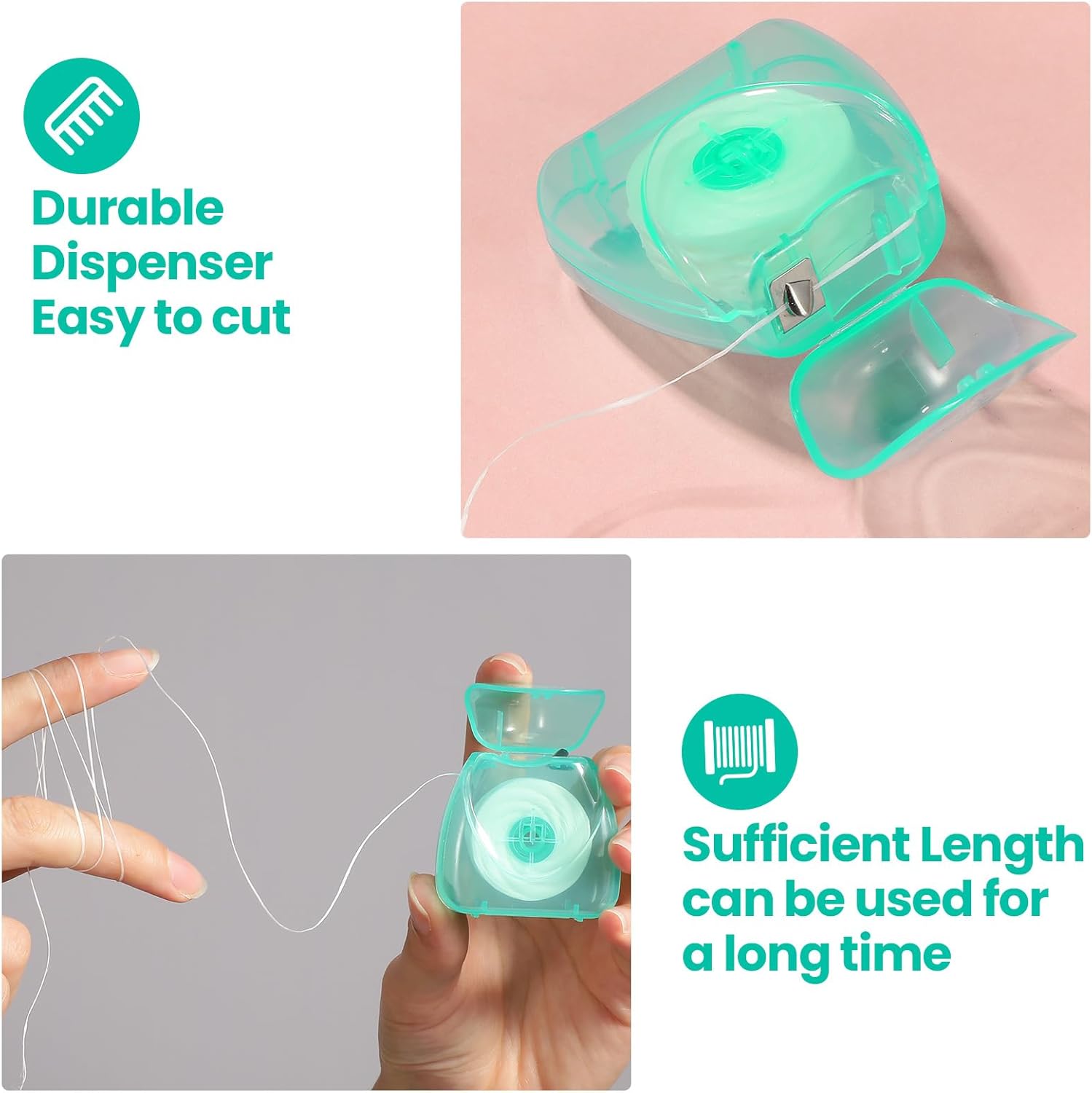 Dandat 30 Boxes Dental Floss Bulk Travel Mint Waxed Dental Floss for Food Removal Tooth Floss Adults, Each Floss Tape 54.68 Yard/ 50m