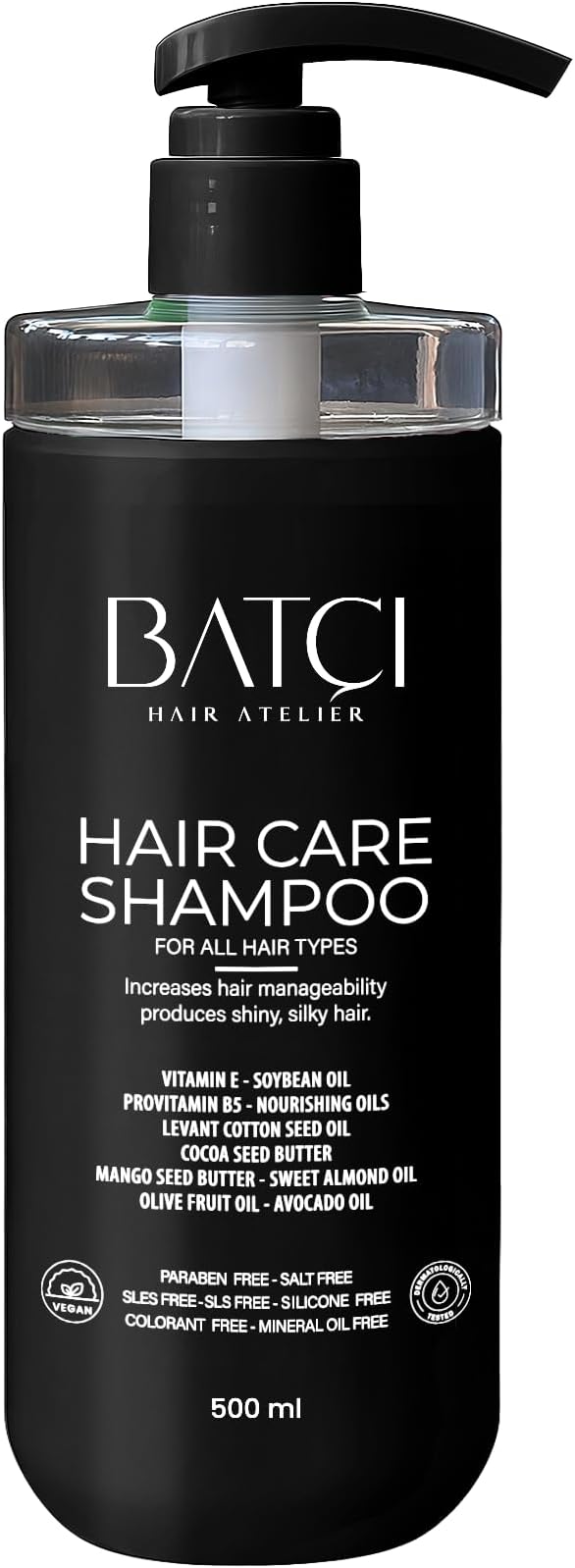 Batci Provitamin Shampoo - Paraben and Sulfate-Free, Deep Moisturizing and Strengthening, Suitable for All Hair Types, 500 ml