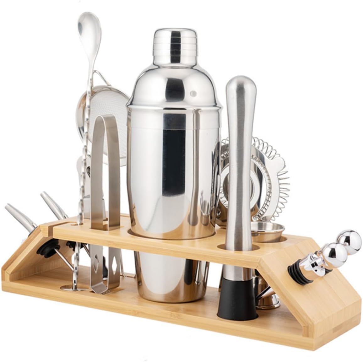 1set Cocktail Shaker Stand Beverage Making Tools for Home Bar Parties and Mixology Includes Essential Accessories for Easy Mixing and Storage