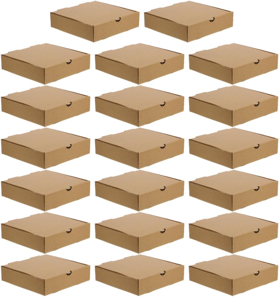 20pcs 6-inch Square Kraft Corrugated Flat Pizza Boxes 16x16x4cm Food Takeout Containers for Pizza Cake Cookies