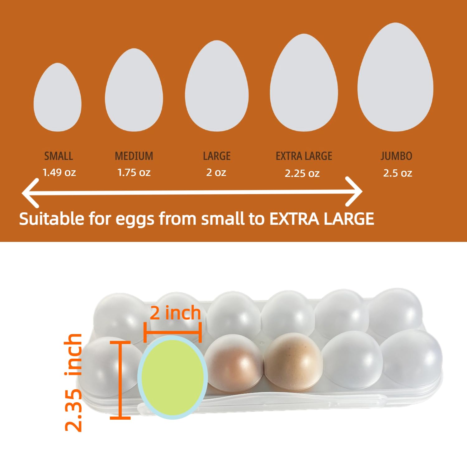 ZeQi Caja de huevos de plástico inastillable, portátil, polipropileno de grado alimenticio, refrigerador, contenedor de almacenamiento de huevos reutilizable, camping al aire libre