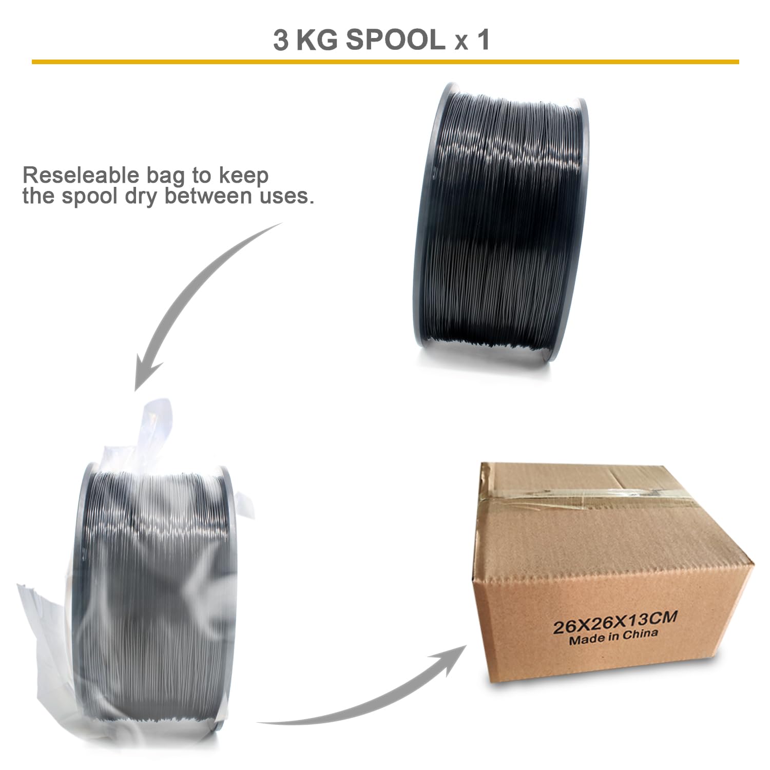 RepRapper Black PLA Filament for 3D Printer & 3D Pen 1.75mm (± 0.03mm) 6.6lb (3kg)