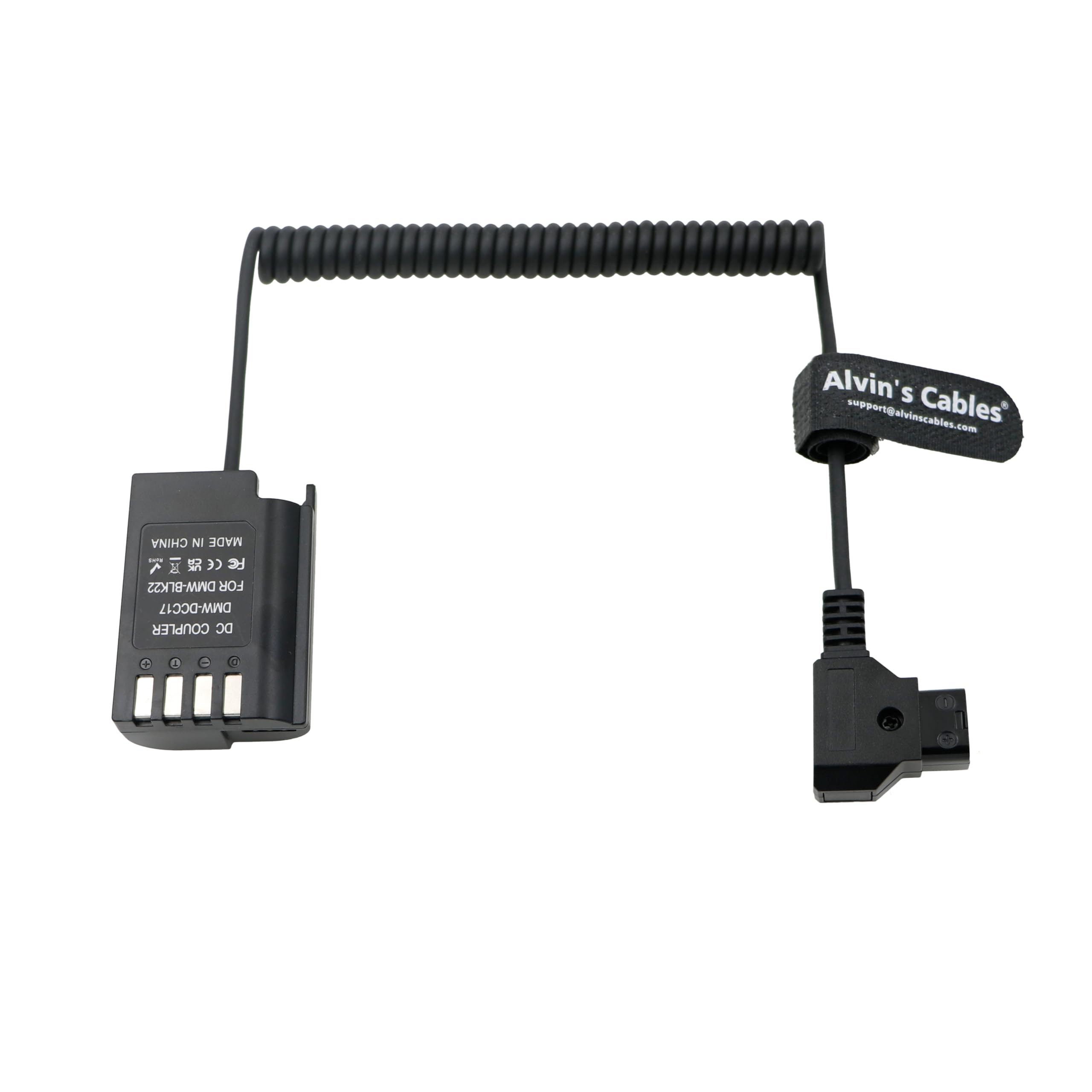 Alvin's Cables DMW-DCC17 DMW-BLK22 Batteria fittizia a adattatore di alimentazione D-tap Cavo a spirale per fotocamera Panasonic Lumix S5 S5II S5K S5C GH6 GH5II G9 G9II