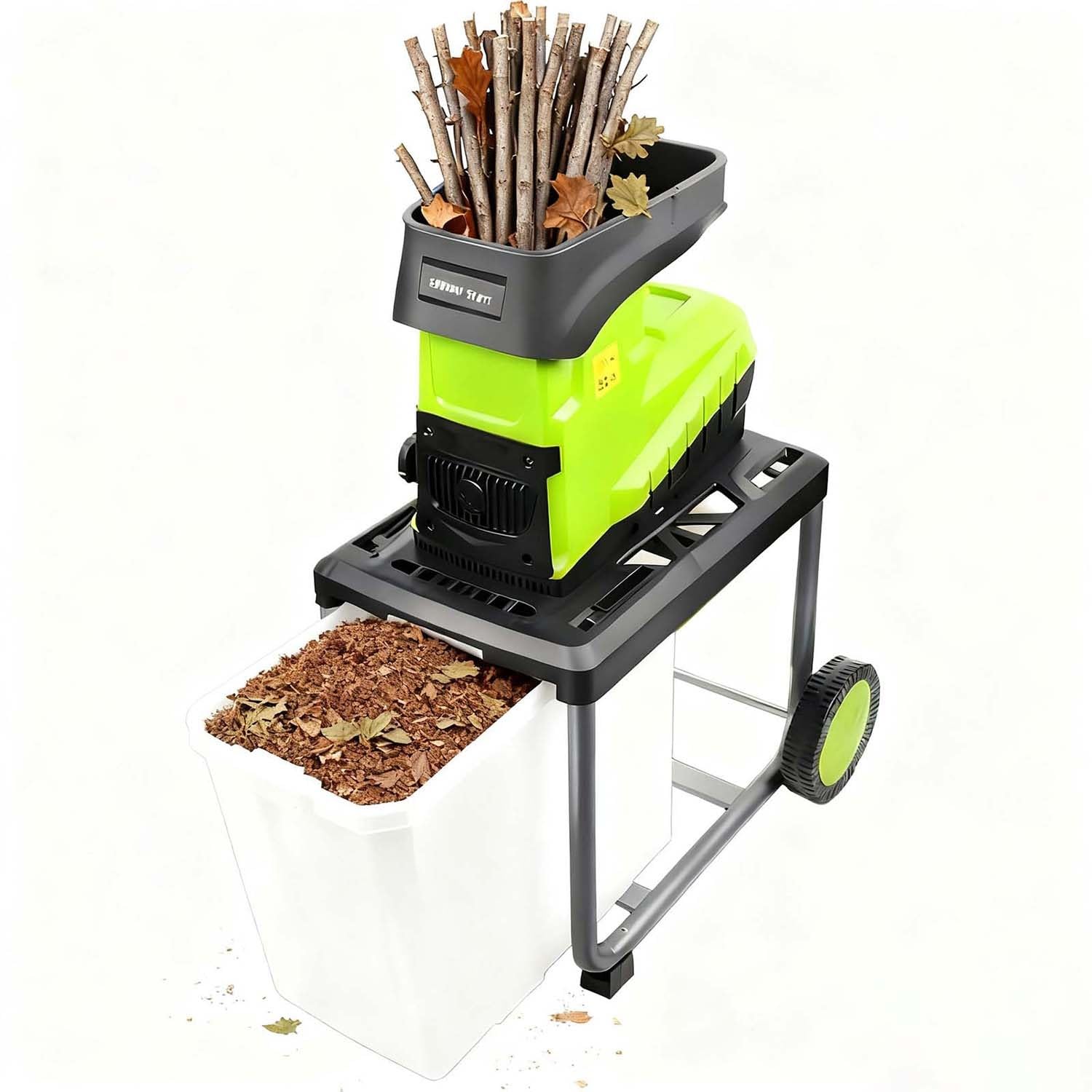 Biotrituradora Eléctrica De 2800 W Para Ramas De Hasta 4,5 Cm (1,77"), Depósito De Recogida De 60 L, Funcionamiento Silencioso (92 Db); Ideal Para Compostaje Y Residuos De Jardín