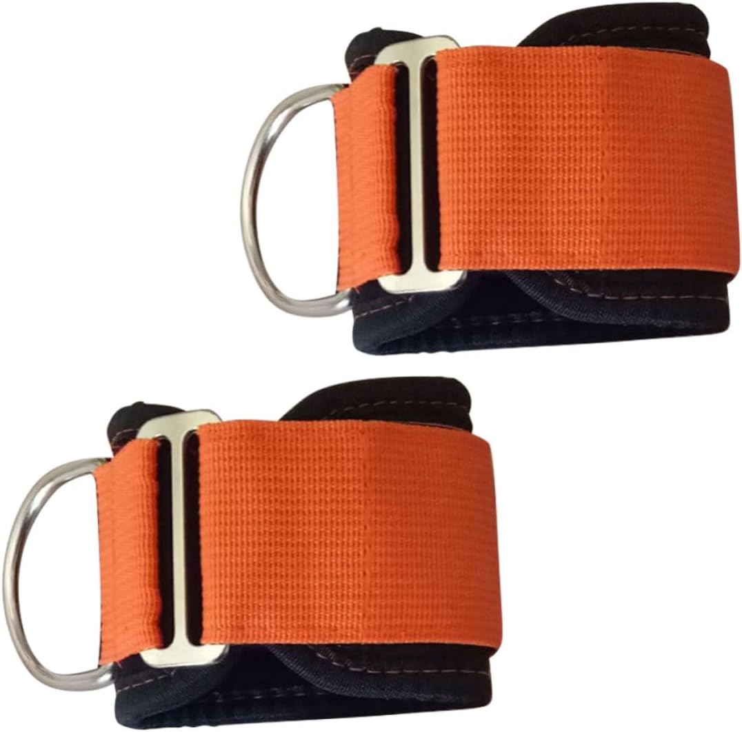 MAGICLULU 1 Pair Orange Ankle Straps for Strength Training with Fabric and Metal Material, Absorbing Sweat and Reducing, for Gym Cable Kickback Exercises and Leg Workouts