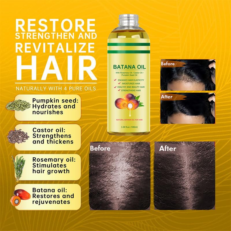 Vista 4 de Aceite de batana para el crecimiento del cabello, aceite de batana 100% puro y natural de Honduras Dr. Sebi recomendado para cabello más grueso