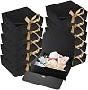 Black Gift Boxes with Lids 10 Pack - 16.5x16.5x5cm Gift Box for Presents with Gold Ribbons, Elegant Rigid Cardboard Bridesmaid Proposal Boxes for Wedding Birthday Graduation Party Favor Packaging