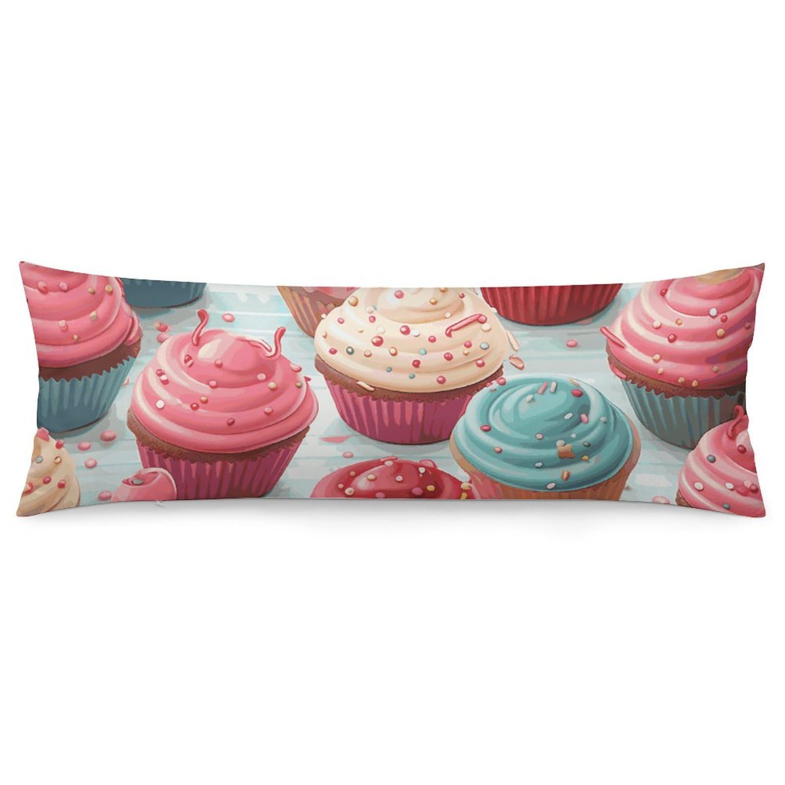2 Pack Pillow Cases for Hair and Skin, Soft Breathable Pillow Case Covers with Hidden Zipper, Colorful Sweet Lollipop Cupcake Donut Pillowcase 20"x54" Pillow Covers for Sleeping Gift