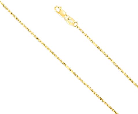 EVAYA Real Solid 14K Gold Rope Chain Necklace 1-7mm, 14-30" | For men & women, not plated, tarnish-resistant