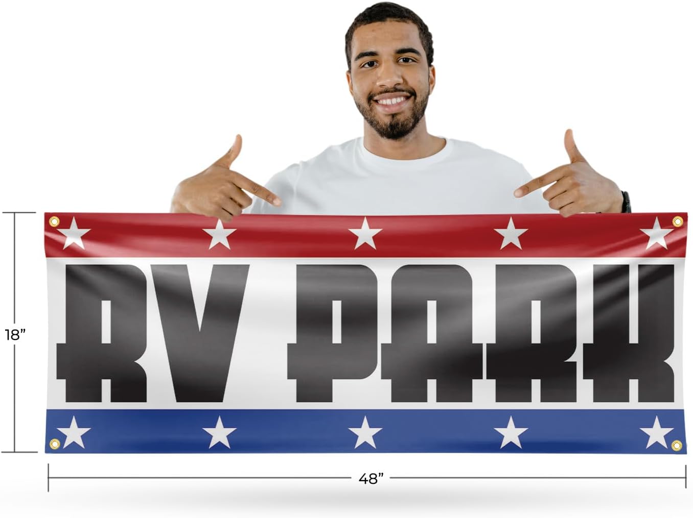 RV Park Banner Sign 18 Inch x 48 Inch | 13 oz Vinyl with Metal Grommets | Heavy-Duty Single-Sided Outdoor Durable Printed High-Quality Weatherproof | Made in the USA