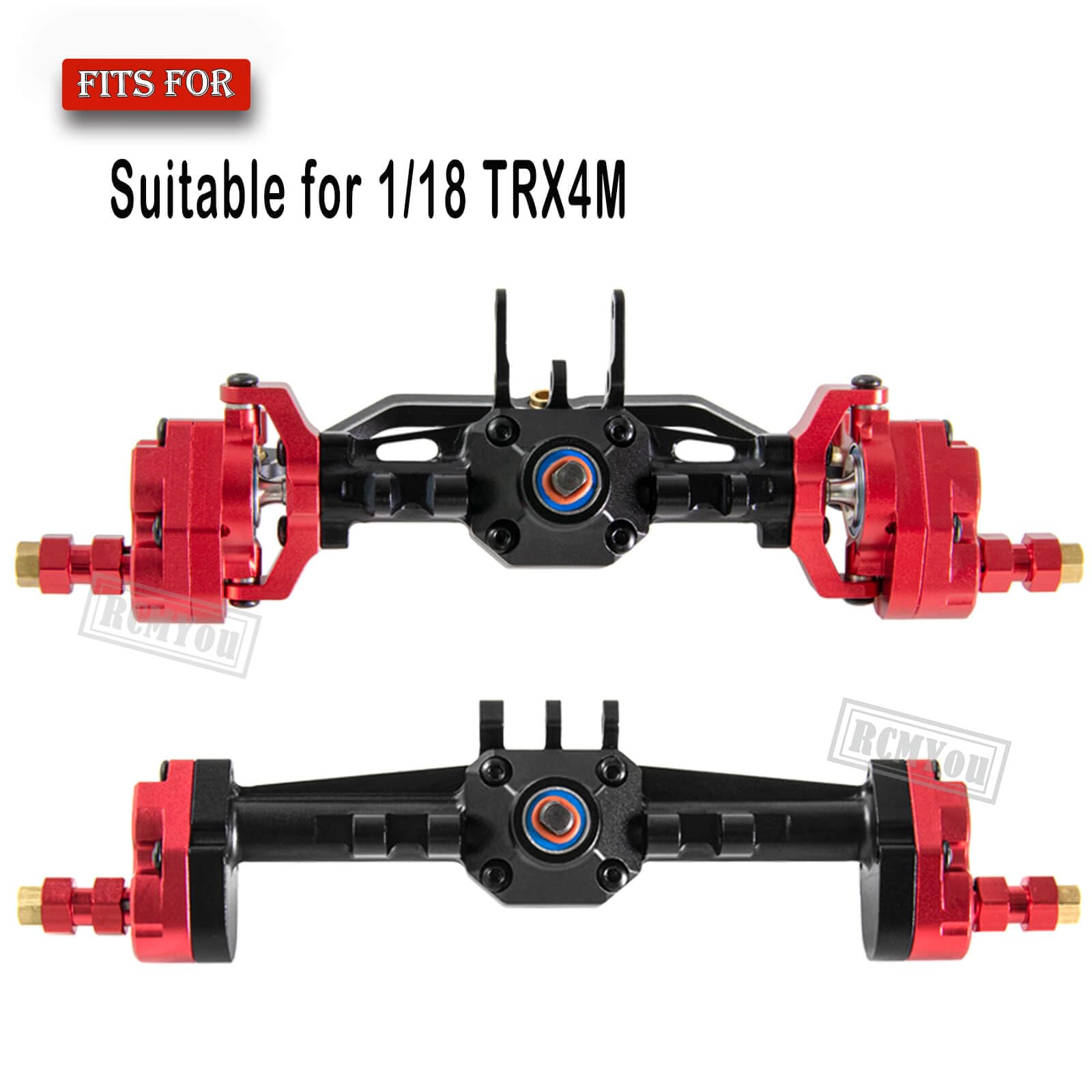 RCMYou Front Rear Portal Axle Upgrades Part for 1/18 TRX4M,Aluminum Front Rear Portal Axle Housing Hops Up,Black Red