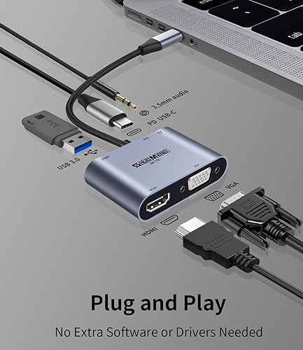 Miniatura 9 de Shuomeng USB C to HDMI VGA Adapter, 4 in 1 USB-C to HDMI Adapter Hub Compatible for Thunderbolt 3 MacBook ProAiripad Pro, Dell, XPS, Samsung Galaxy