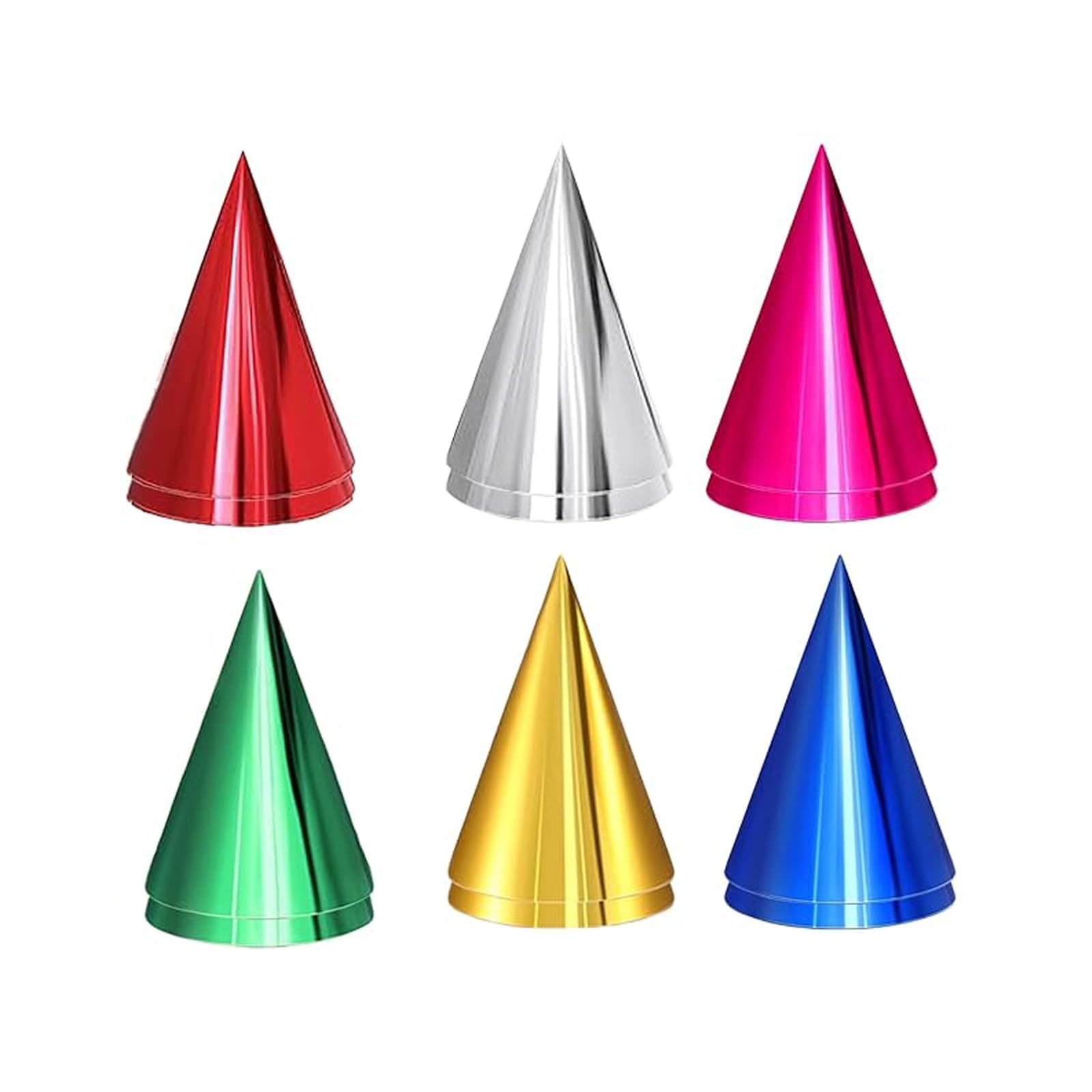 12Pcs Paper Cone Party Hats - Birthday Hat for Adults,Multicolor Paper Cone Hats Photo Props Metallic Foil Party Hat Accessories Supplies for Birthday Wedding New Years Eve Party Decorations,18.5cm