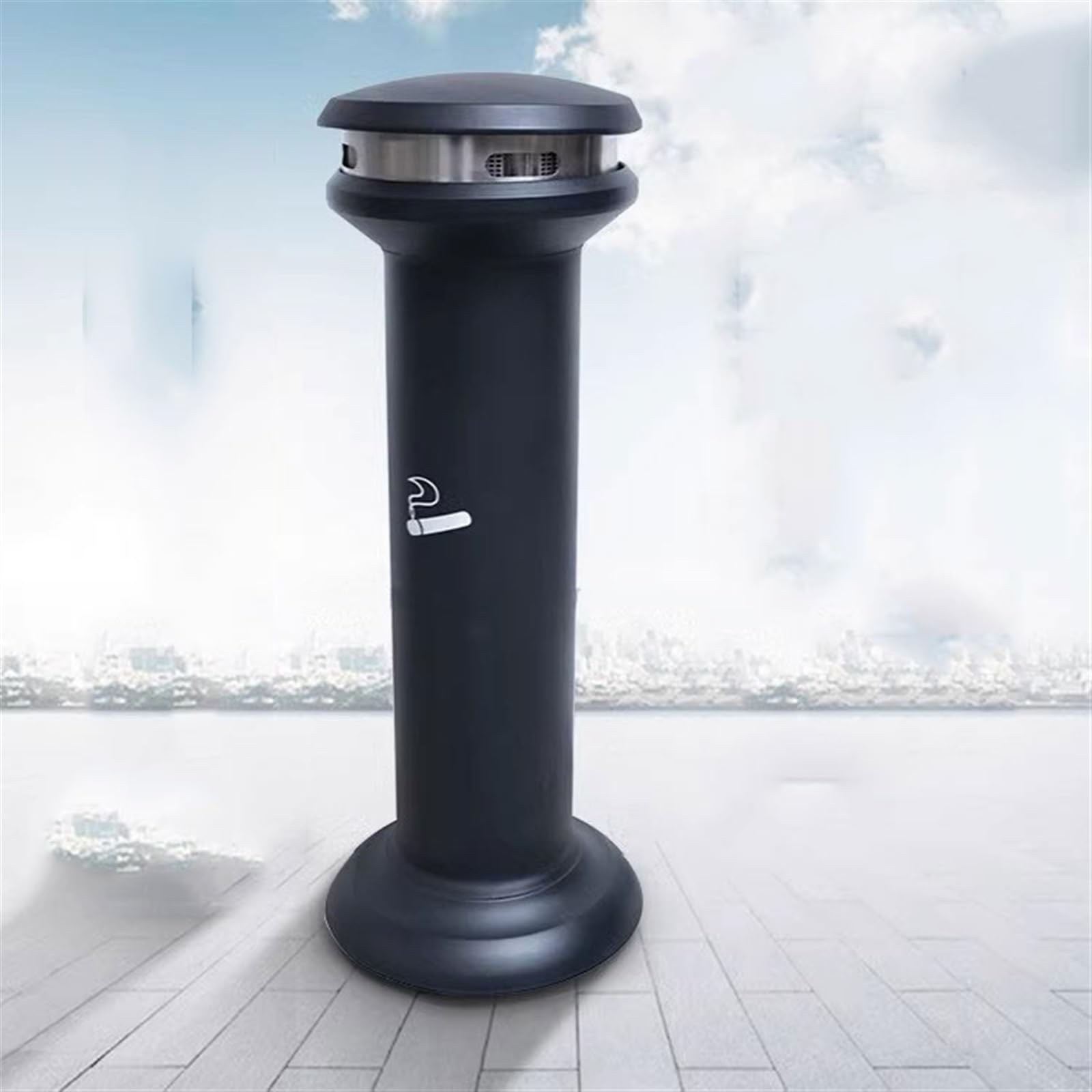 Réceptacle de Mégot de Cigarette Pilier de cendres vertical extérieur avec cylindre de cigarette extinguible poubelle pilier de mégot de cigarette en acier inoxydable Cendrier Commercial Extérieur