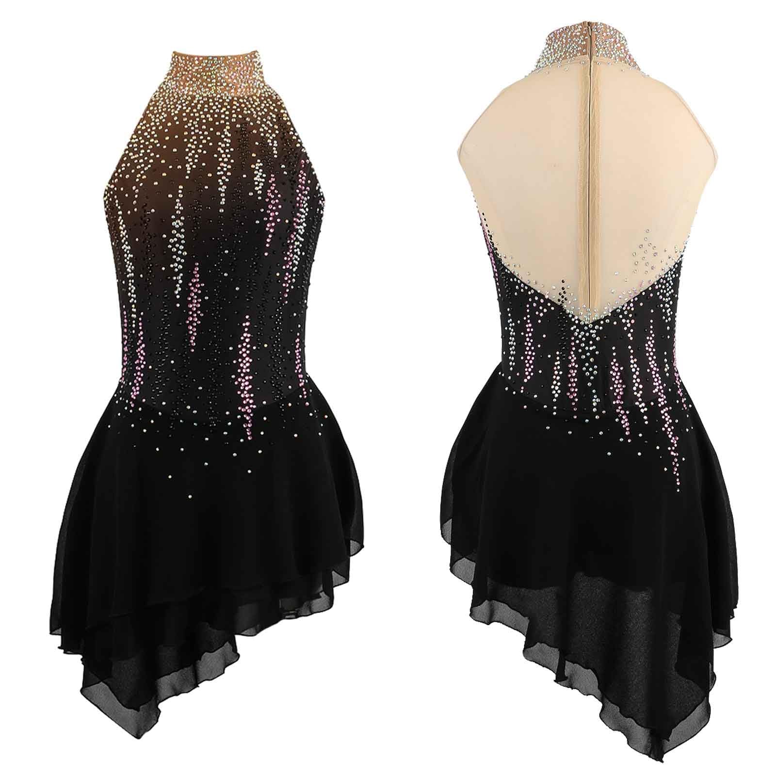 Vestido De Patinaje Artístico Sobre Hielo For Mujer, Leotardos De Gimnasia Rítmica, Mono De Competición De Baile Sin Mangas