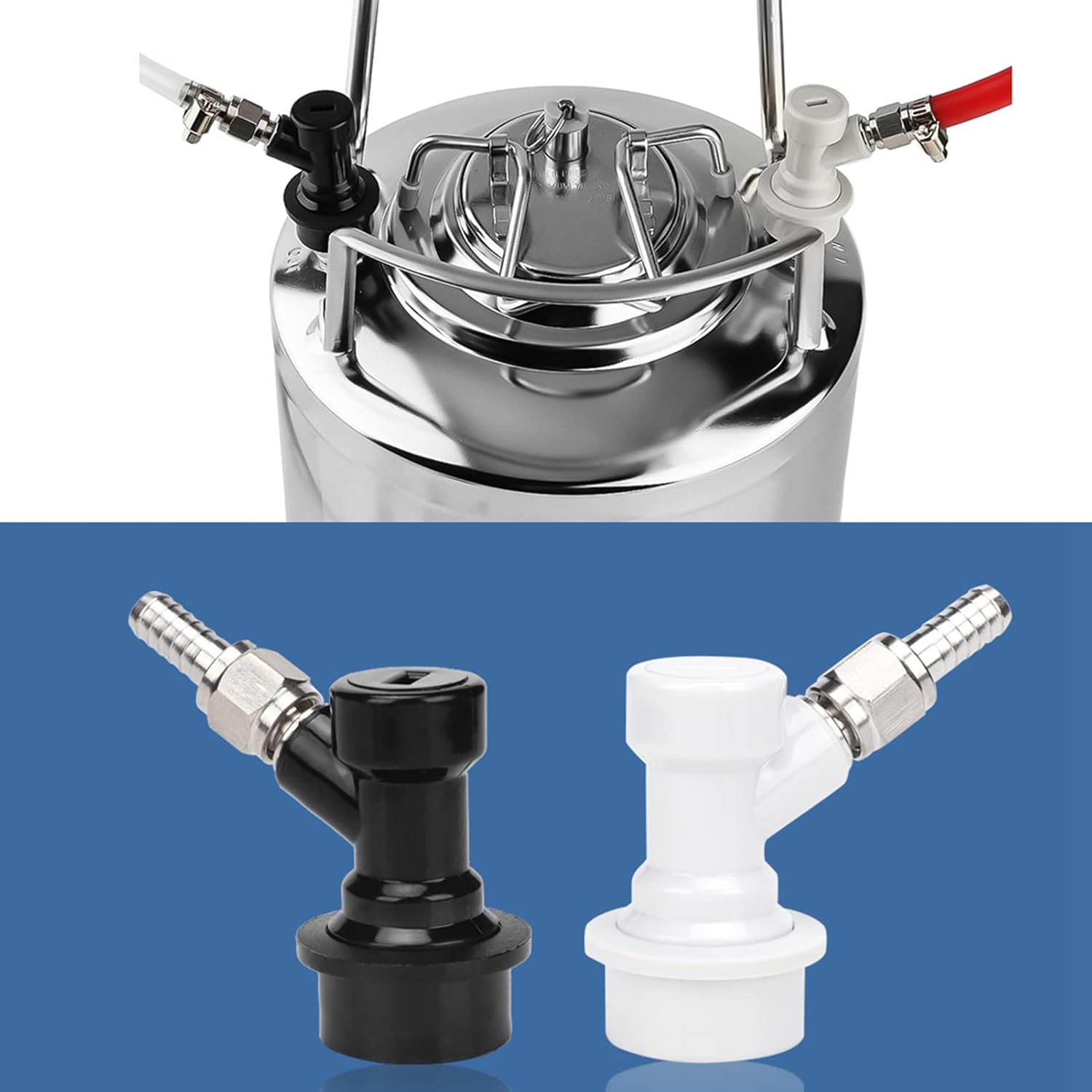 ZJchao Lock Keg Fittings Kit – 4-Piece Stainless Steel Gas & Liquid Disconnect Set with MFL Adapters for Homebrew Kegerators