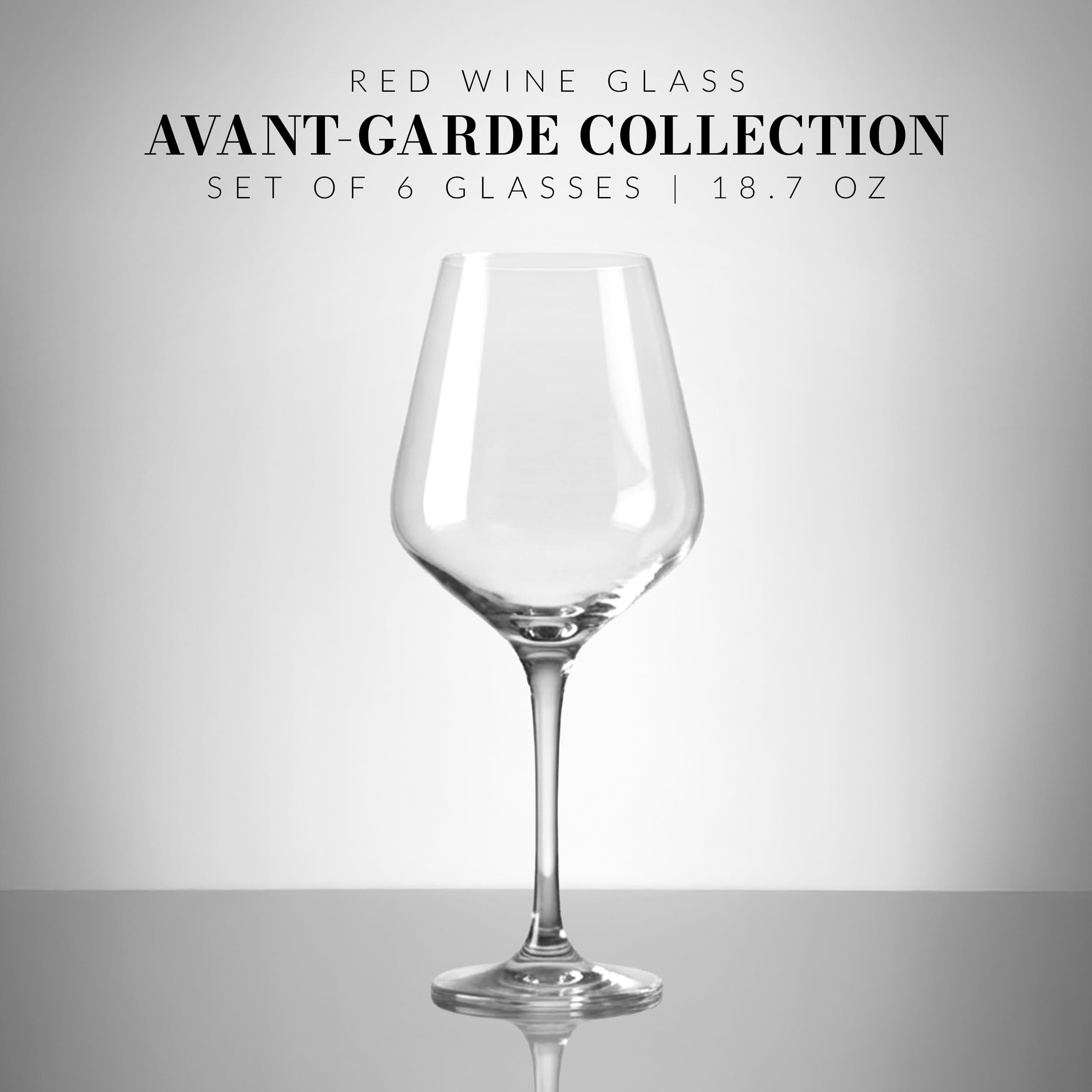 KROSNO Rotweingläser, 6 Stück, 470 ml, Avantgarde-Kollektion | Weinglas, bleifreie Kristallglaswaren, Trinkgläser, elegante Tassen, dünner Rand, langer Stiel, spülmaschinenfest