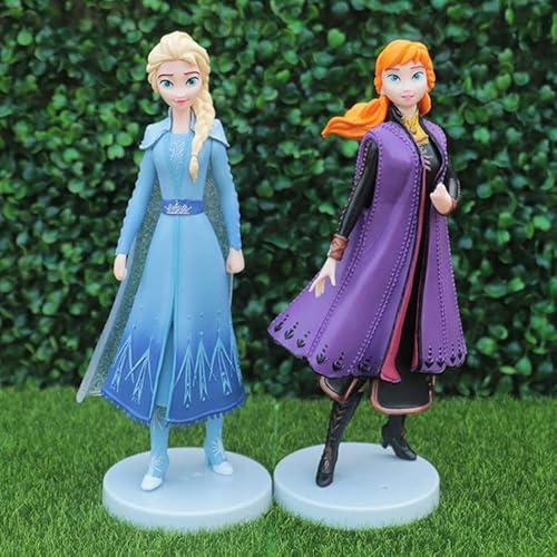 Naamah Calixta 2Pcs/Set 20Cm Elsa Queen Anna Princess Figures Cake Decoration Toys, Inspired By Frozen Action Figures Pvc Model Toys Doll Gifts #TOP23