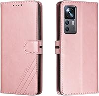 Vista 9 de Funda con tapa para Xiaomi 12T 5G, Mi 12T Pro 5G Funda tipo cartera con función atril magnético, ranura para tarjetero, diseño retro a rayas, funda