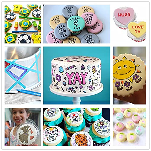 Food Coloring Pens, Upgrade 12Pcs Food Coloring Marker Pens Dual Sided Edible Markers with Fine(0.5mm)and Thick Tip Food Grade Gourmet Writers for DIY Fondant Cakes Frosting Baking Party