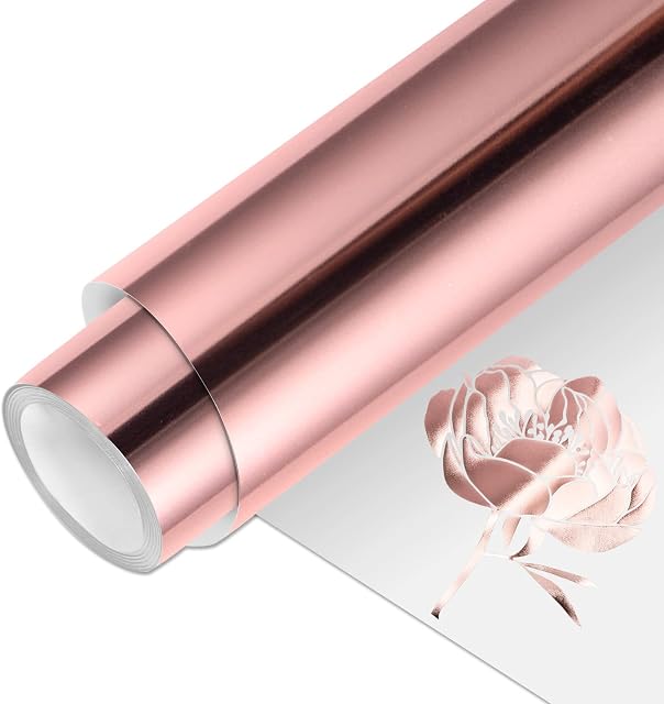 VINYL FROG HTV PU Metallic Roll Iron on Vinyl Easy to Cut & Weed Heat Transfer Vinyl DIY Heat Press Design for T-Shirts (Rose Gold)