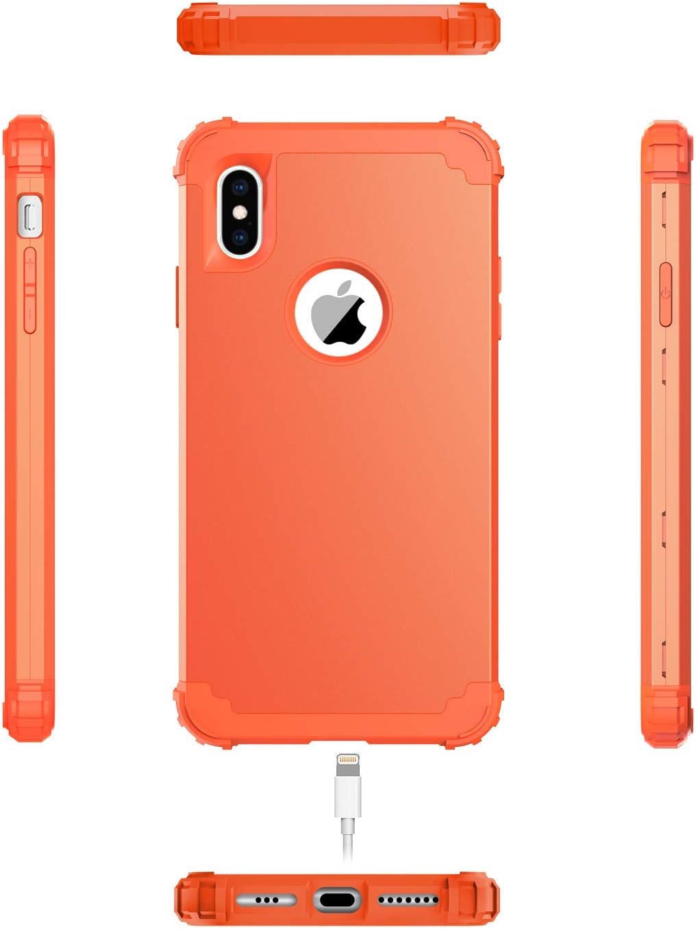 BENTOBEN iPhone Xs Max Case, Heavy Duty Rugged Shockproof 3 in 1 Hybrid Hard PC Soft Silicone Bumper Protective Phone Case for iPhone Xs Max (6.5 Inch), Coral Orange