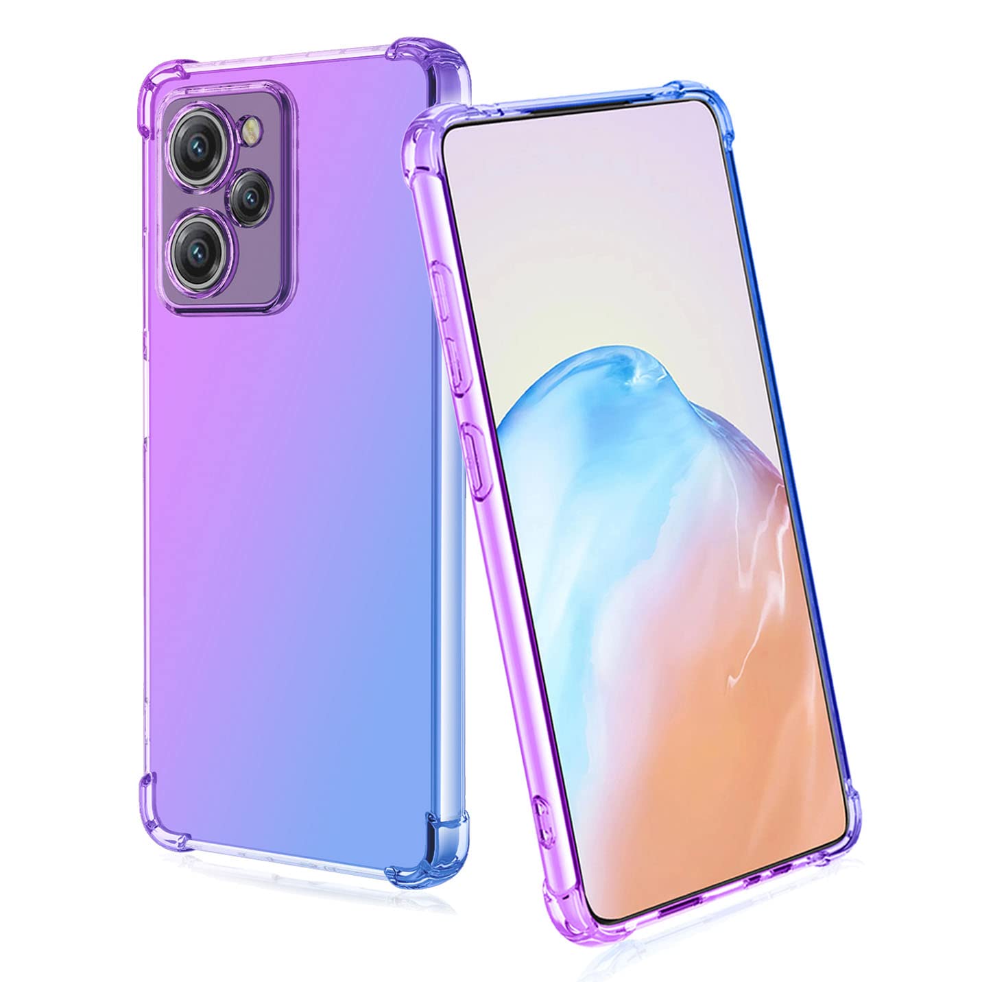 Custodia BORYA In Silicone Per Xiaomi 14T Pro – Trasparente Sfumata Blu/rosa, Ultra Sottile, Antiurto, Anti-ingiallimento, Morbida