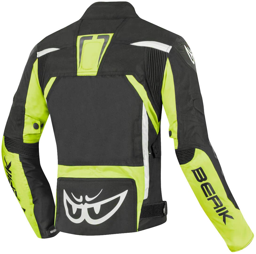 Berik Bad Eye wasserdichte Damen Motorrad Textiljacke, schwarz/gelb, 42 | Wasserdicht