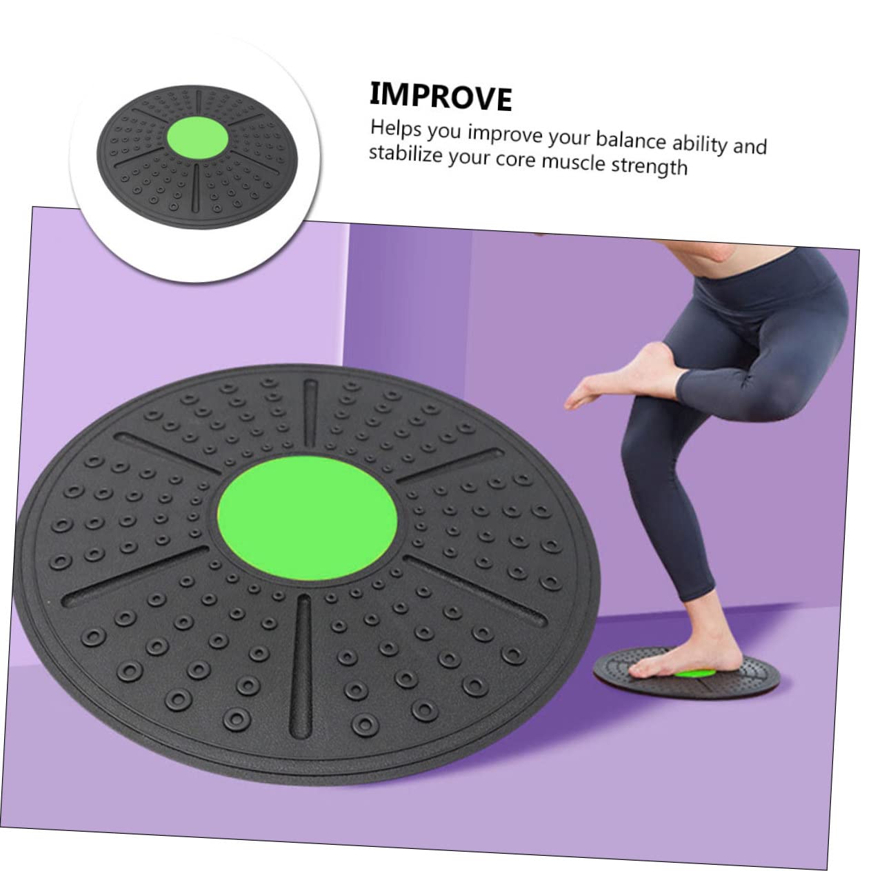 Gatuida Balance Board Yoga in Verde Tavola Stabilità Antiscivolo per Allenamento Fitness e Riabilitazione Attrezzo Propriocettivo per Rafforzare Anche e Caviglia Tavola Oscillante