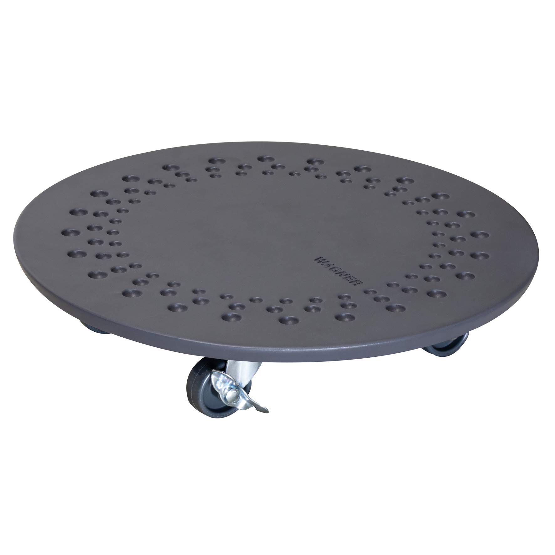 WAGNER Plant trolley STONE SLATE FINISH diameter 34 x 7,5 cm I Flower trolley for indoor + outdoor use I Container trolley made of concrete