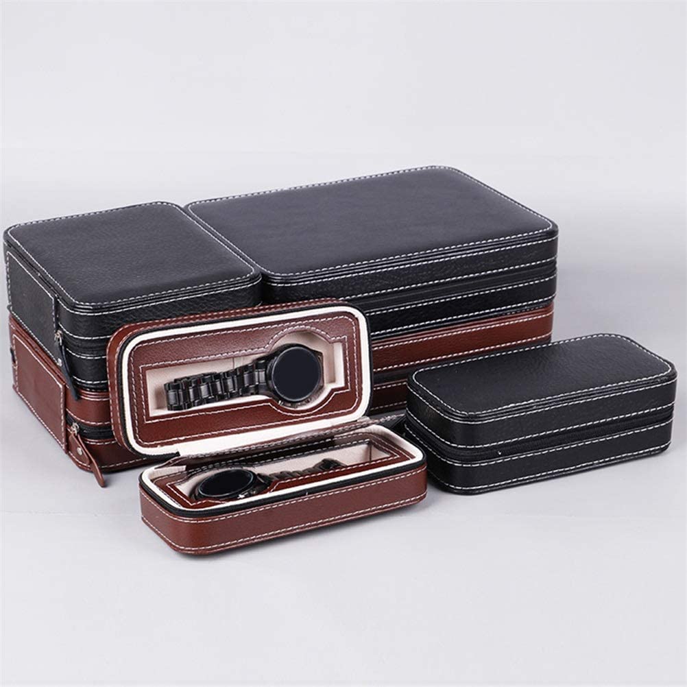 Exquisita caja de almacenamiento de relojes for hombres, caja de presentación de relojes con almohada for relojes, 2/4/8 rejillas Caja de reloj portátil Organizador Caja de exhibición de reloj con cre