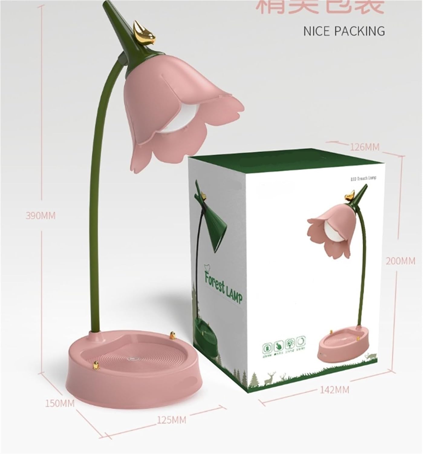 Desk Lamp Rechargeable LED Desk Lamp Cordless Light Adjustable Gooseneck Dimmable Touch Eye Care(Pink)