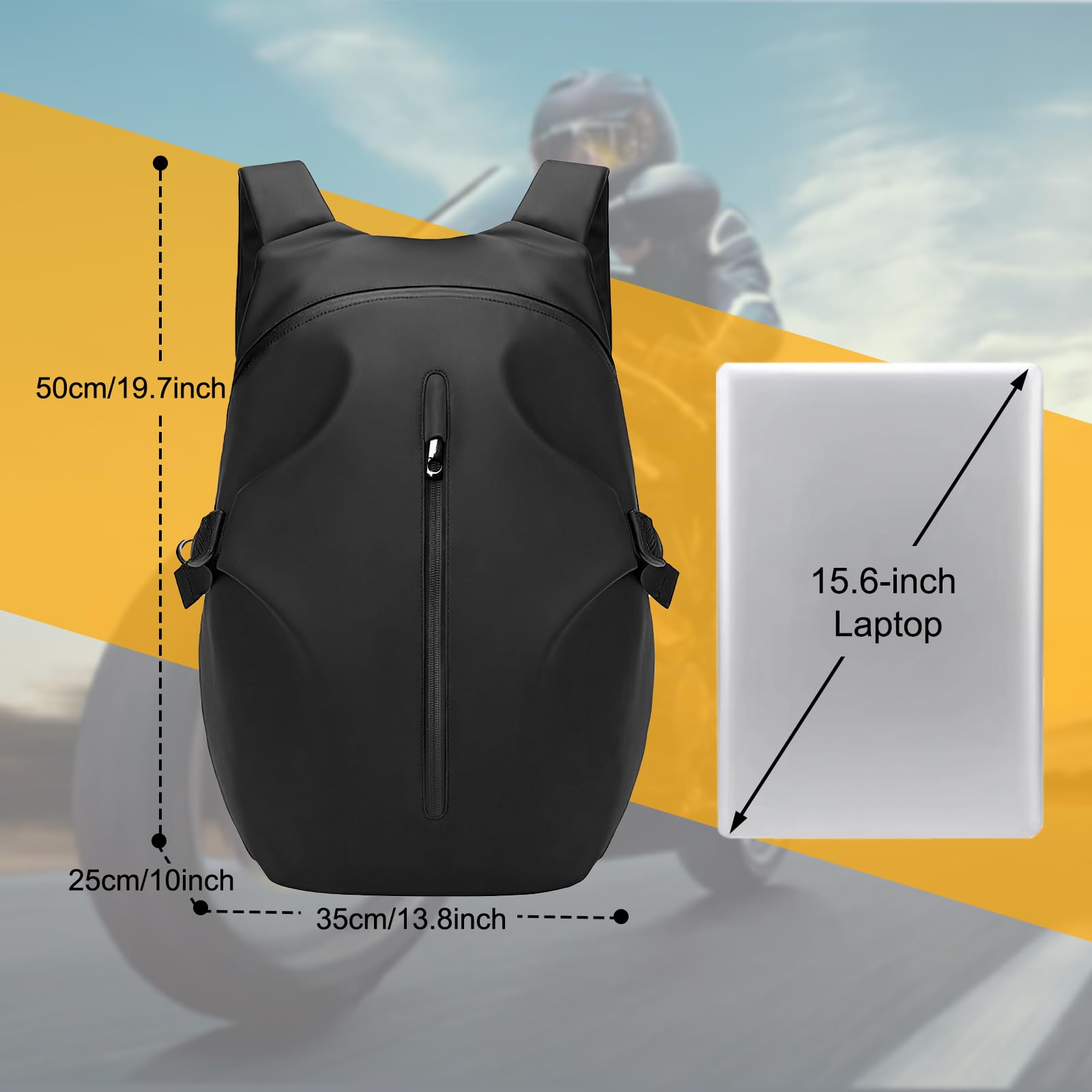 Motorrad-Rucksack, wasserabweisend, Helmfach, Fahrrad-Reiserucksack, Business-Laptop-Tasche, leicht, lässig, Tagesrucksack, schwarzer Schulrucksack