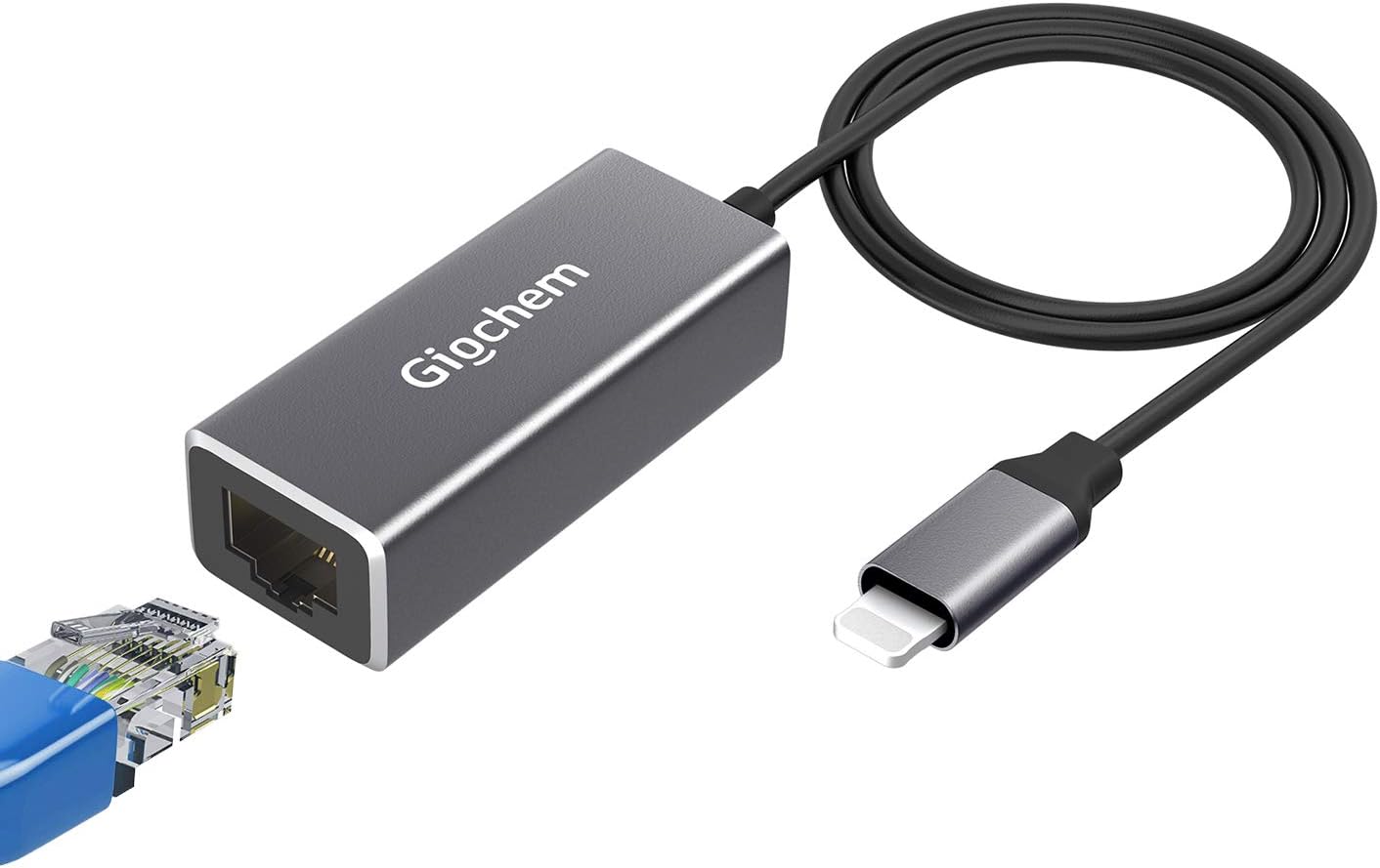 RJ45 Ethernet LAN Network Adapter for Phone Pad, Phone Ethernet Adapter, 3.3ft/1m Cable, 10/100Mbps High Speed,Plug and Play Enbia [Grey]