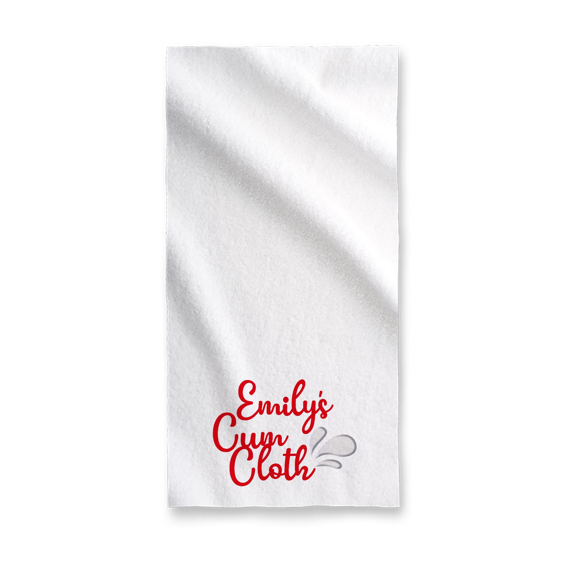 Personalised Beach RUDE VALENTINES FACE CLOTH AFTER S*X WIPE GIFT CUM FANNY WI**Y W**K FLANNEL D**K CUM CLOTH (Red, With Name)