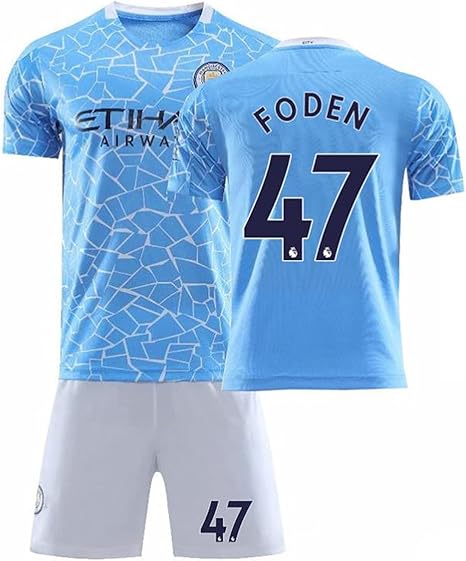 Amazon Co Jp サッカー ユニフォーム子供大人用 サッカーウェア ングレプリカ 背番号47 21マンチェスターシティホームサッカージャージ フォーデン Foden 模様入りブルー Tシャツ 半ズボン 上下セットジャージとソックスサッカージャージ Tシャツ半ズボン Size X