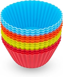 12 Pack Silicone Baking Cups, Thicken Muffin Cups Liners, Reusable, BPA-Free & Non-stick Muffin Cupcake Liners, Standard, ...