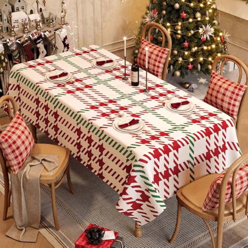 Mantel De Navidad Cuadrado Rojo Tartán Mantel De Navidad Manteles Lavables Año Nuevo Comedor Pequeña Cubierta De Mesa para Café Fiesta Al Aire Libre Buffet Decoración De Mesa(Size:110X160CM,Color:E)