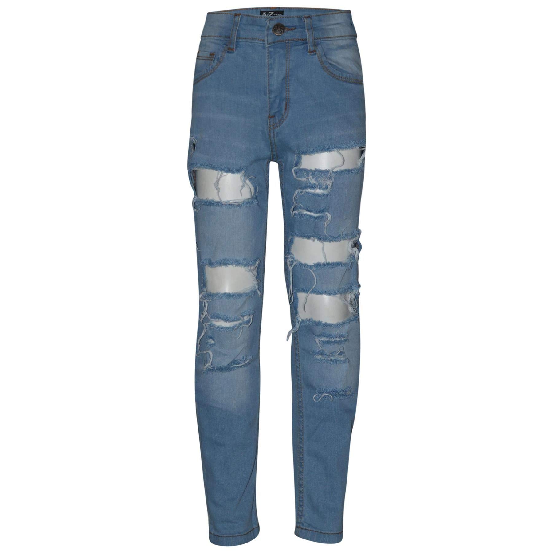 A2z Kids Ripped Light Blue Denim Jeans Comfort Stretch